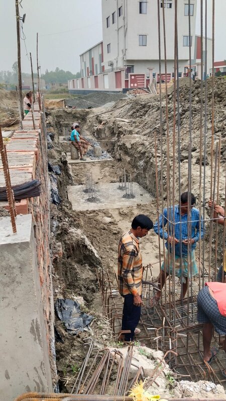 Foundation excavation and column reinforcement work